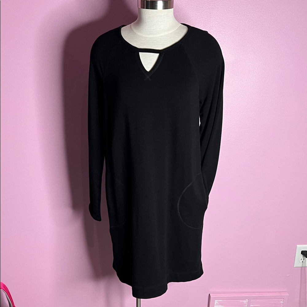 Bobeau Black Long Sleeve Sweatshirt Dress with pocket’s